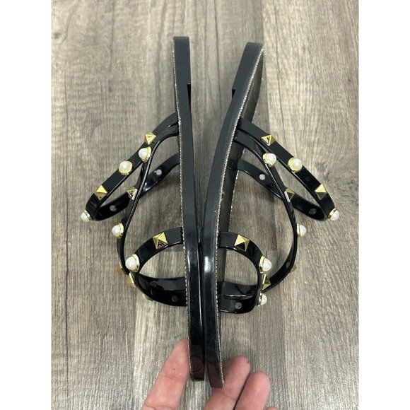 Steve Madden Jellah sandals size 7 Black Rhinestone Pearl Studded Jelly Slide - Picture 5 of 9